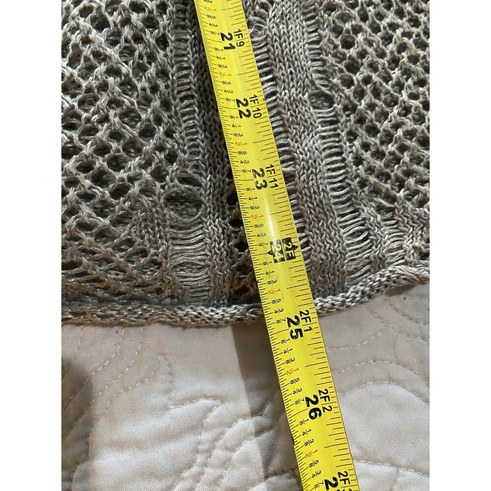 Eileen Fisher Gray Linen Short Sleeve Loose Knit Sweater L M14 - Picture 5 of 7